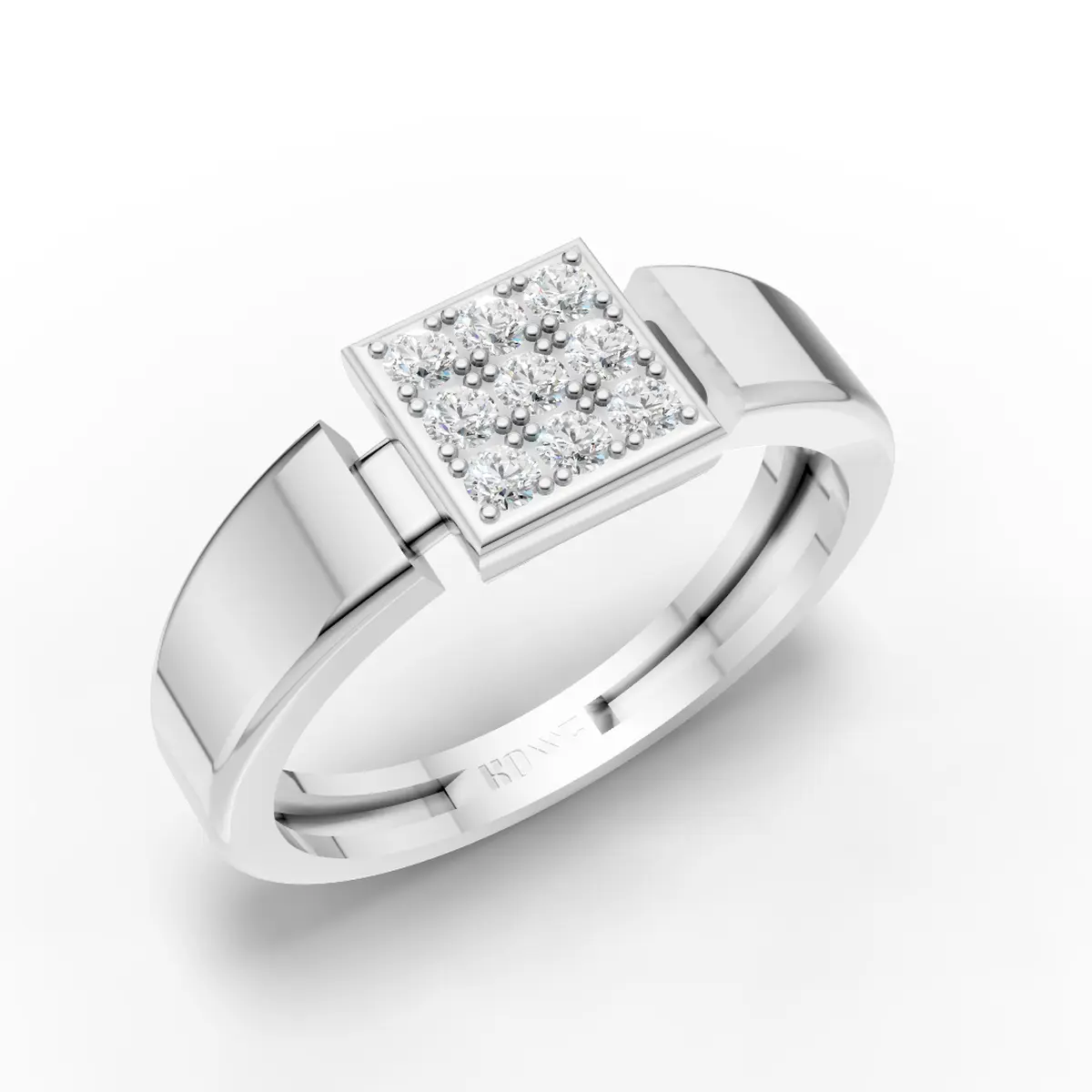 Square Cluster Moissanite Diamond Ring